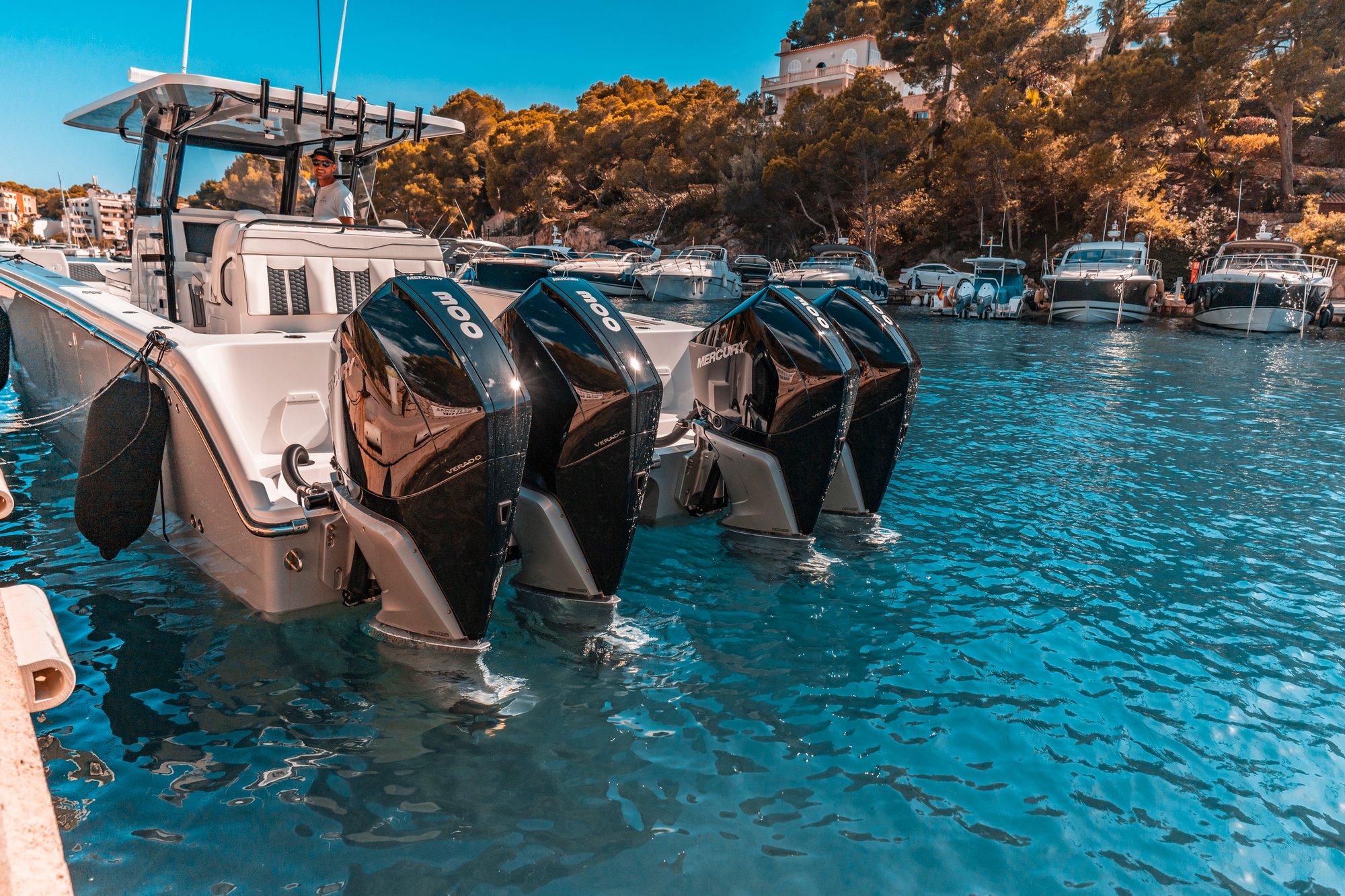 1,200HP from Mercury 300 V8 Verado engines powering the Invincible 37 Catamaran in Palma Mallorca