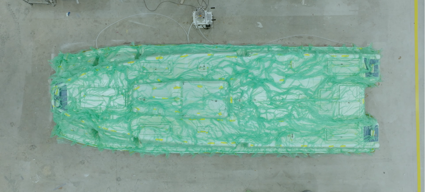 Invincible Catamaran hull going through the infusion process